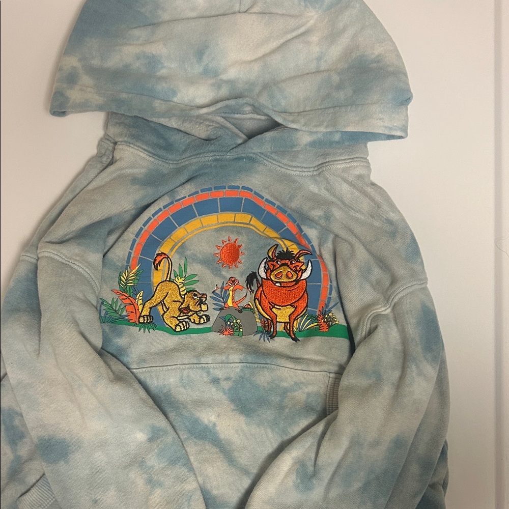 Disney Blue Tie-Dye Hoodie with Animal Print
